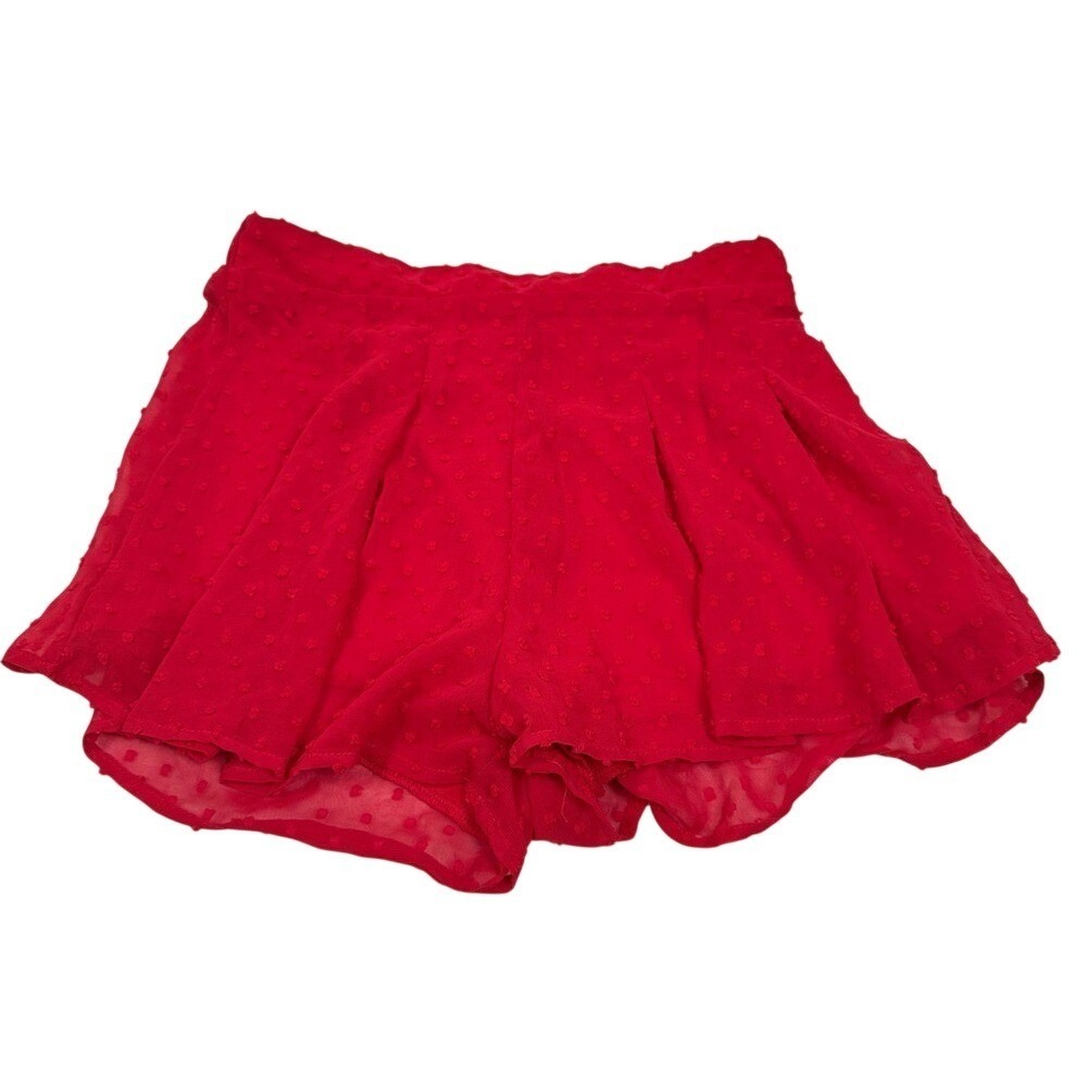 SHEIN Red Swiss Dot Skort High Waisted Ruffle Mini Skort Red Small